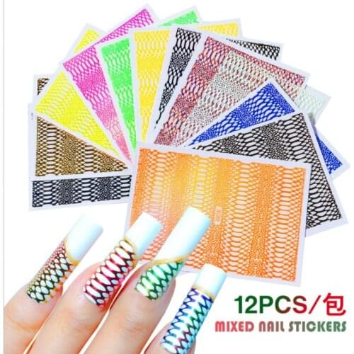 12pcs nail art stickers Nail Art popular snake-cut Nail Paste set, nail art mixed with new stickers