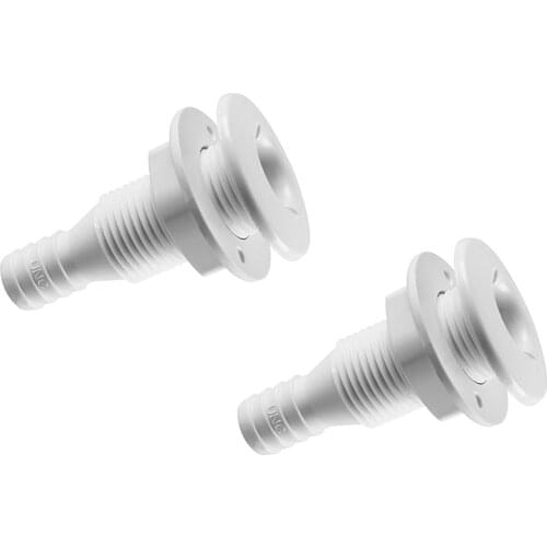 2 Pieces Thru-Hull Connector for 3/4'' Ballast Hose ID White Nylon 3.1'' Overall L