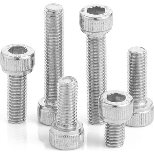 20pcs M3 M4 M5 6/10/16/20/25/30/40mm DIN912 A2-70 304 Stainless Steel Hexagon Socket Head Cap Screws Hex Cylindrical head Bolts