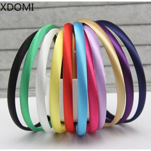 2016 Girls 1CM Color Satin Covered Resin Hairbands Ribbon Covered Kids Headbands Children Hair Accessory 5pcs/lot 28colors