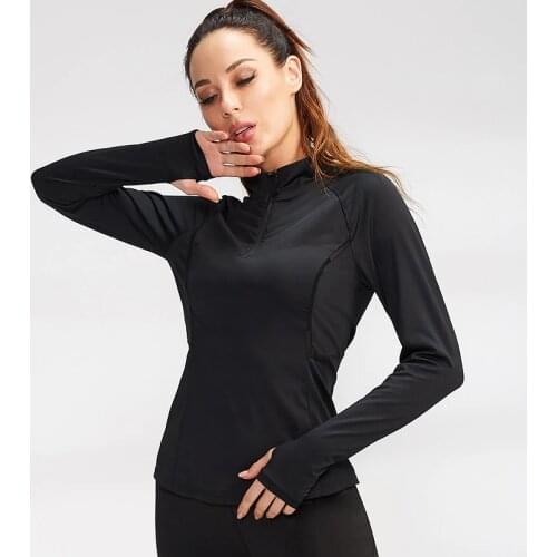 2020 Sexy Women Running Jacket Solid Quick Dry Yoga Sport Clothes Sweatshirt Ladies Fitness Gym Zipper Jacket Sportswear Shirts