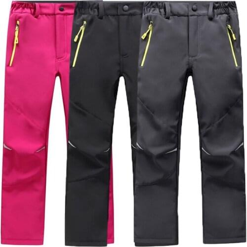 2021Winter Ski Pants Waterproof Pants Kids Outdoor Windproof Softshell For Boys Girls Winter Warm Hiking Trouser Children