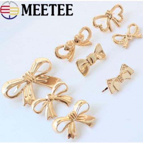 5/10pcs Meetee Metal Buckles Bowknot Hardware Buckle for Bags Shoes Clothing Decor Button DIY Leather Craft Sewing Accessories