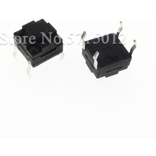 50pcs/lot 6*6*4.3MM black 4pin reset Push button switch tact switch micro switches copper feet