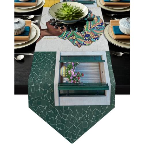 African Black Girl Ethnic Style Tile Wall Table Runner Country Wedding Decor Tablecloth Placemat Dinning Table Art Table Runners
