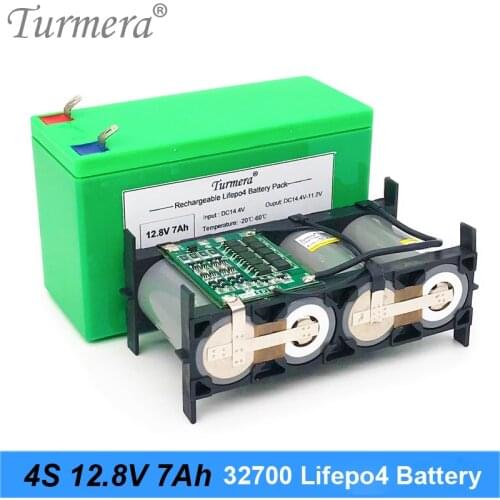 Turmera 12.8V 7Ah 32700 4S1P Lifepo4 Battery Pack with 4S 40A BMS Balanced for Electric Boat and Uninterrupted Power Supply 12V