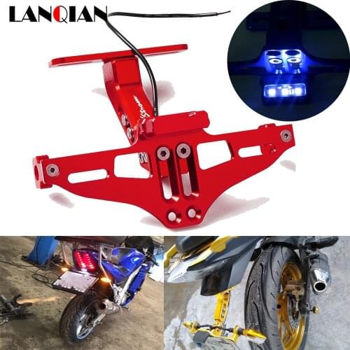 Motorcycle CNC Adjustable Angle Aluminum License Plate Frame Bracket with LED Light For Suzuki V-STROM 650 1000 VSTROM 650 1000