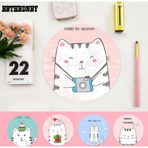 BBTHBDNBY Your Own Mats Cartoon Animal Cat round Mouse pad PC Computer mat gaming Mousepad Rug For PC Laptop Notebook