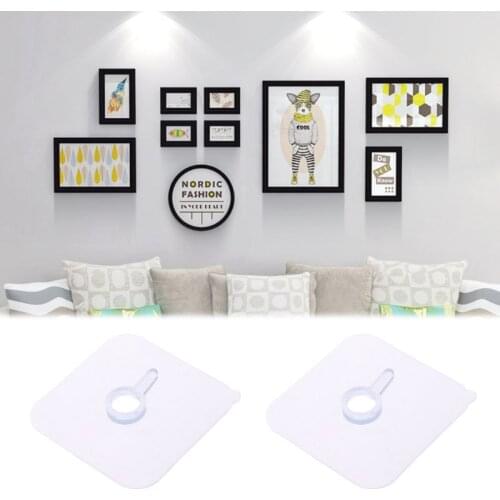 2pcs Seamless Strong Self Adhesive Hook Holder Wall Hanger Hanging kits For Photo Frame Painting Picture Poster Clock No Drill