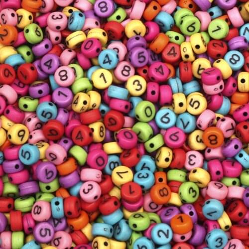 200Pcs Mixed Colorful Number Acrylic Beads 7mm For Jewellery Marking Loose Spacer Beads Bracelet Necklace Charm Jewelry Finding