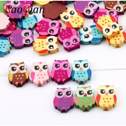 25/50pcs Owl Shape Wooden Beads Mixed Colors Natural Loose Beads Handmade DIY Childrens Bracelet Jewelry Making 16x20mm