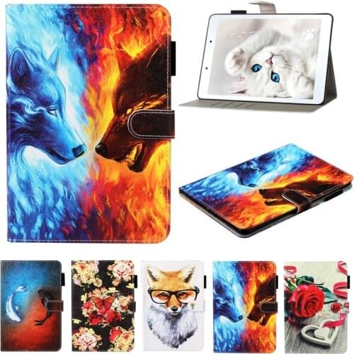 Cover Tab S5E case for Samsung Galaxy Tab S5E 2019 SM-T720 SM-T725 10.5 Funda Cartoon Wolf Fish fox Smart Flip for samsung case