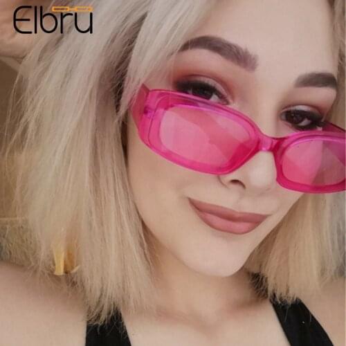 Elbru Fashion Vintage Sunglasses Men Women Driving Sunshades Oval Small Frame Sun Glasses Colorful Eyewear Transparent Spectacle