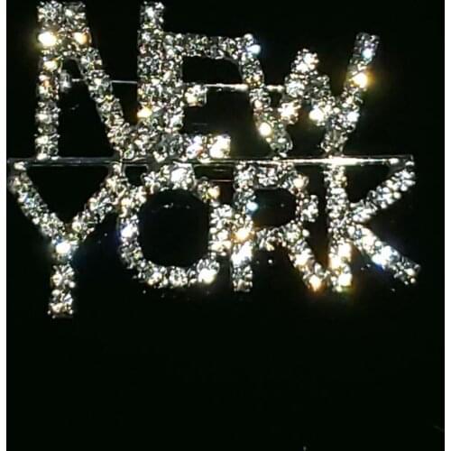 Crystal Handmade Jewelry "NEW YORK State" Words Brooch Rhinestone Accessories Unique Souvenir Wholesale