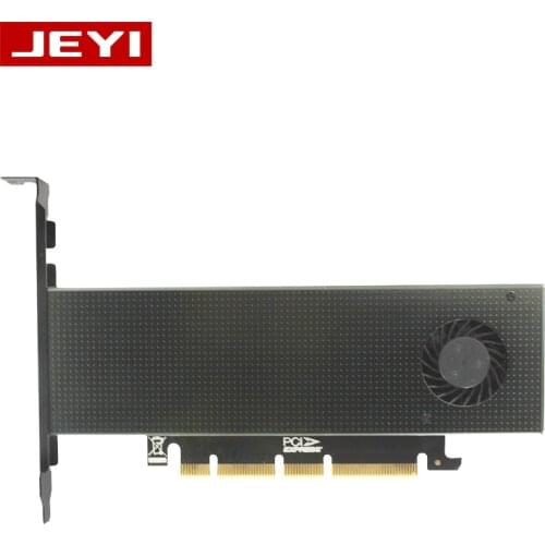 JEYI SK9Pro m.2 expansion NVMe adapter NGFF turn PCIE3.0 cooling fan SSD dual add on card SATA3 with fan Aluminum cover cool bar