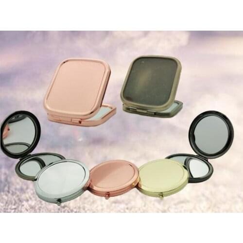 Pocket Mirror Portable Double Sided Magnifying Folding Makeup Stainless Steel Frame Compact Cosmetic Mini Purse Plain Collection