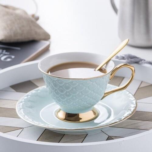 200ml Ceramic Coffee Cup Saucer Set With Spoon Fashion Creative Lovers Porcelain Afternoon Tea Cups Suite Breakfast Milk Mug