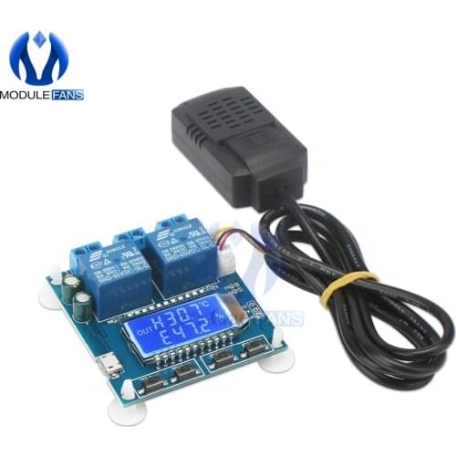 Humidity Temperature Controller Digital LCD Thermometer Hygrometer Control Module Dual Output Automatic Constant Regulator Board