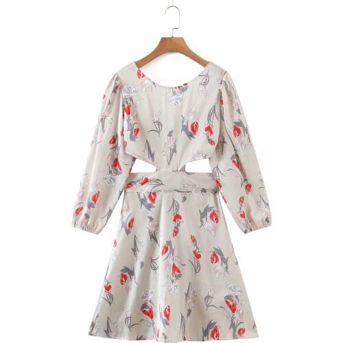 JC·KILIG 2021 Summer New Sweet Print Open Back Dress N2120