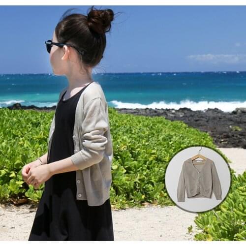 2020 Girls Summer Cardigan Sweater Thin Sunscreen Girls Knitted Coat Korean Style Girls Clothes BC948