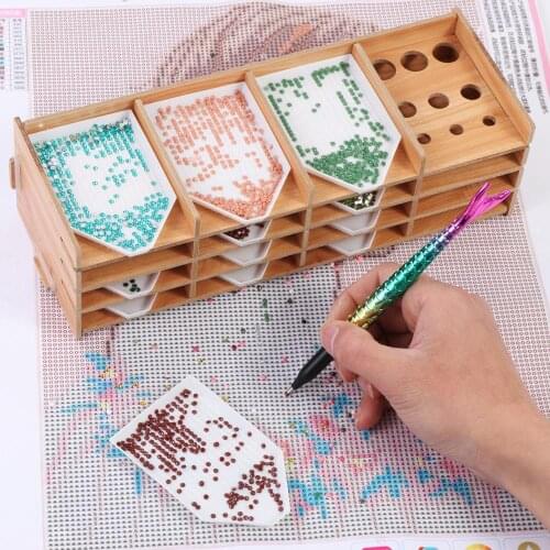 1Set Wood Diamond Painting Tray Organizer Multi-Boat Holder Beading Storage Tray Diamond Painting Drill Clay Kits DIY Craft