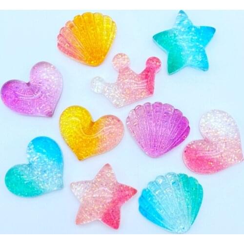 20Pcs Cute Mixed Shining Star / Crown / Heart Flat Back Resin Cabochons Scrapbooking DIY Jewelry Craft Decoration Accessorie K30