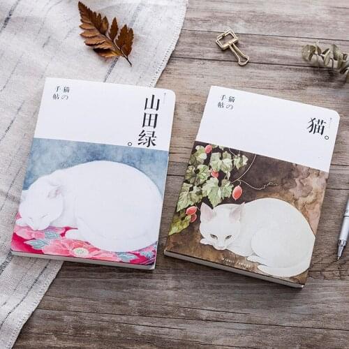 1Pcs 80 Sheets Cute Cat Notebook Paper Sketch Book Office School Supplies Gift Blank Vintage Sketchbook Diary Drawing