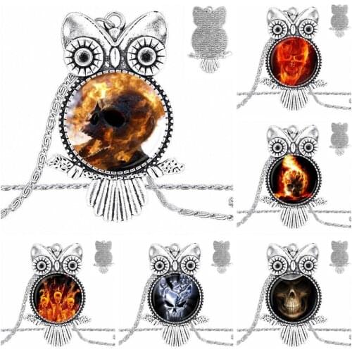 Ghost Rider Burning Skull Fashion Necklace Handmade Owl Shape Choker Necklace Jewelry Multi Designs For Men Women Party Gift