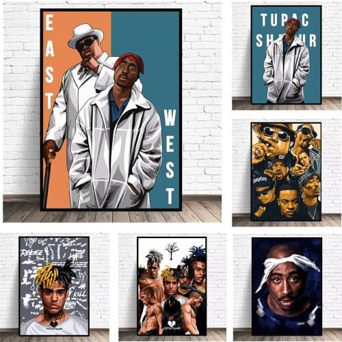 Music RapperTupac Biggie Portrait Art Canvas Painting Posters and Prints Wall Art for Living Room Home Decor (No Frame)