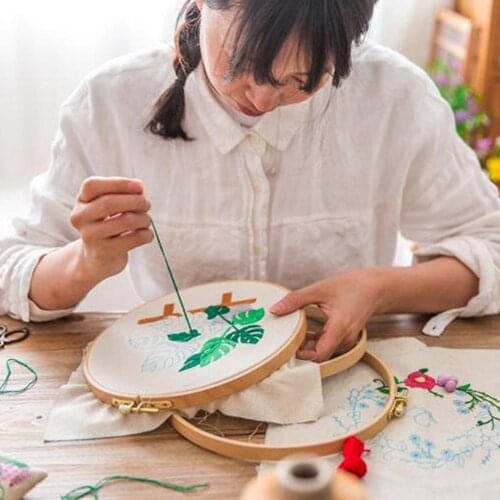 DIY Full Embroidery Kit Garden Handcraft Needlework Cross Stitch Kit Cotton Embroidery Painting Embroidery Hoop Home Decor Hot