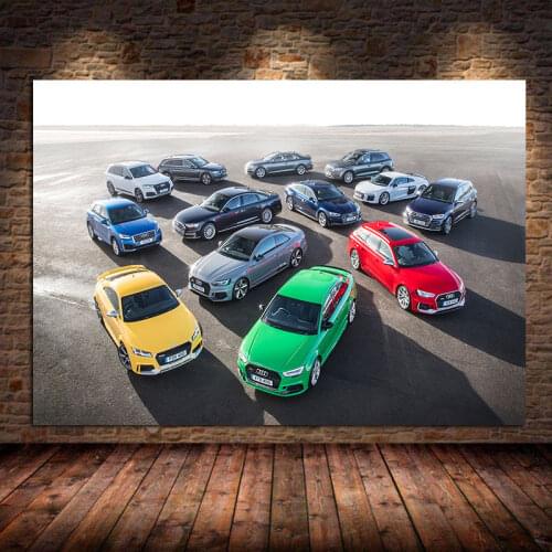 Audis Family Cars Colorful Vehicle Sportscar Wall Art Posters Prints Modern Canvas Painting for Home Decor Living Room Unframed