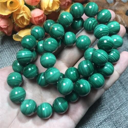 Natural Green Malachite Chrysocolla Bracelet For Women Lady Men Healing Love Crystal Round Beads Stretch Strands AAAAA 13mm 14mm