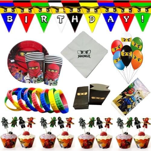 Ninja Theme Party Decoration Ninja Tableware Paper Cup Plate Baby Shower Balloon Kids Birthday Party Favor Supplies