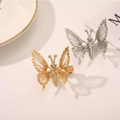 New Fashion Three-dimensional Butterfly Hairpin Cute Golden Personality Simple Female Animal Hair Catching Hair AccessoriesSY174