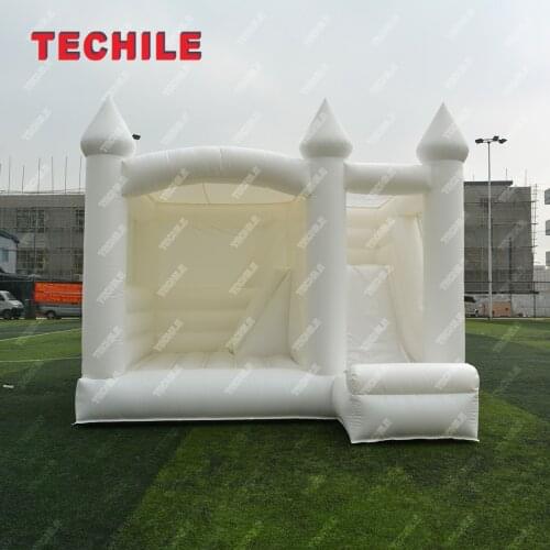 2021 new style outdoor trampoline slide inflatable white wedding bouncing castle combination