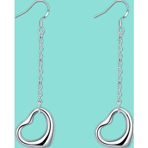 Wholesale 925 Silver Earring Wedding Party Jewelry Accessories Fashion Korean Heart Long Earrings For Women