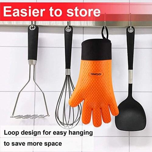 Nolimas Cooking Gloves,Heat Resistant Oven Mitt for Baking,BBQ,Kitchen,Waterproof Non-Slip Potholders with Inner Cotton Layer