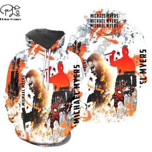 PLstar Cosmos Halloween Terror Horror Movie Cosplay Michael Myers Funny Long Sleeves Streetwear 3DPrint Men/Women Zip Hoodies 12