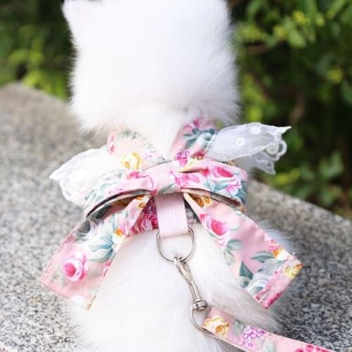 Puppy Bowknot Harness Set Cute Kitten Vest Harness Set Cat Harness and Leash For Chihuahua Small Medium Dogs