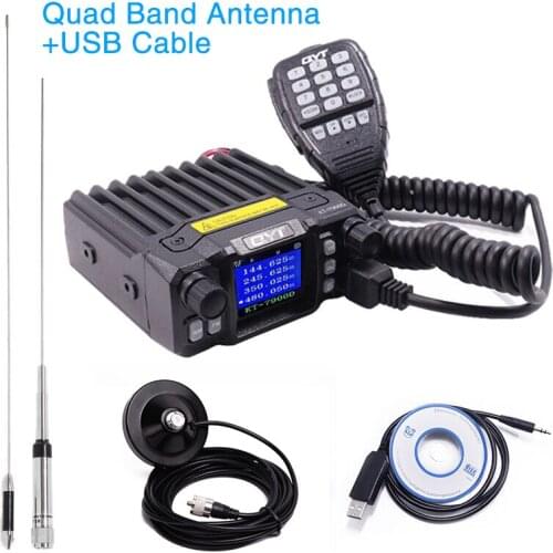 QYT KT-7900D Quad Band 136-174MHz/220-260MHz/350-390MHz/400-480MHZ 25W Mobile Radio 200 Channels Colorful Screen Car Radio