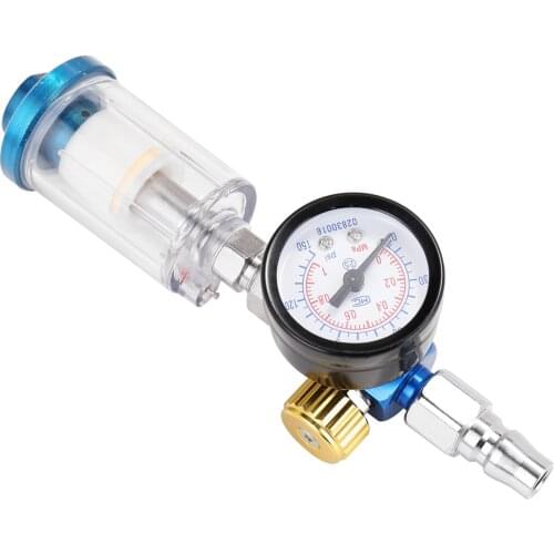 HVLP Spray Air Regulator Pressure Gauge 1/4" Mini Inline Air Filter Separator 0-1MPa Adjustable Air Pressure Regulator Gauge