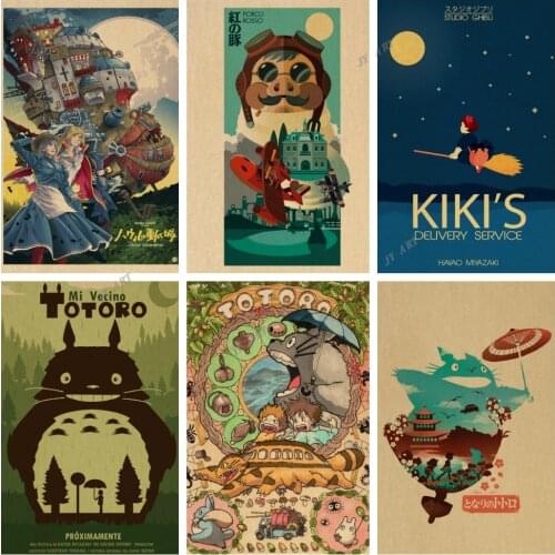 Retro Ghibli Miyazaki Hayao Movie Wall Art Poster and Print Anime Canvas Print Modern Religious Muslim Wall Art Painting Picture