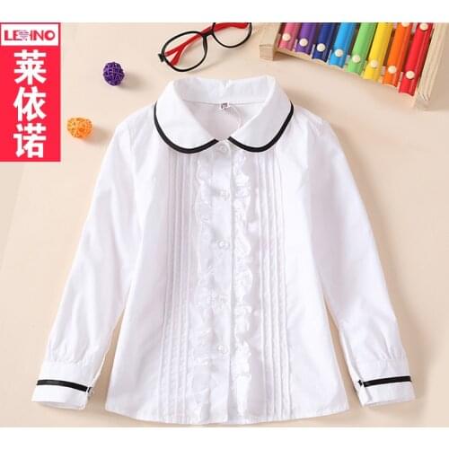 Spring&Autumn 100% Cotton Shirt Primary Students Boys and Girls School Uniform Kindergarten Children White Shirt