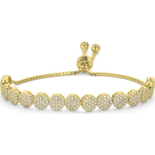 Silver 925 Sterling Round Zircon Stone Lift Bracelet