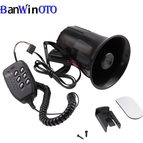 Siren Speaker Air Horn 125DB Loud 6 Sounds Alarm Claxon 12V for Auto Car Motorcycle Boat Megaphone with MIC Digital Voice LB001