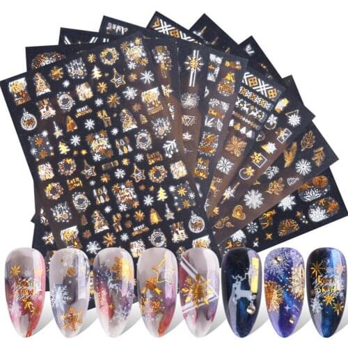 Nail Sliders Various Patterns Beautify Nails Double Color Snowflakes Christmas Nail Art Foils Winter Decor for Female