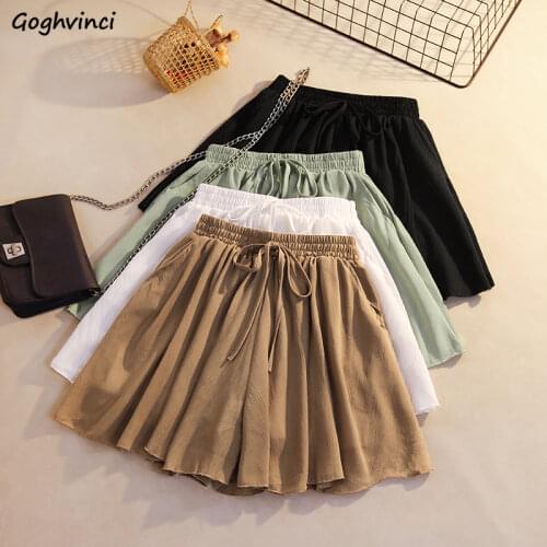 Loose Leisure Solid Shorts Women High Elastic Waist Summer Chiffon Lace-up Large Size 4XL Sweet Korean Style Chic Fashion Flare
