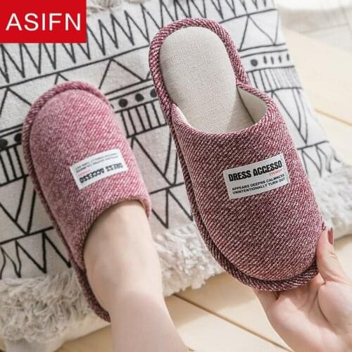ASIFN Women Home Cotton Slippers Winter Soft Bottom House Furnishing Indoor Couples Shoes Non-slip Comfortable Mens Slippers