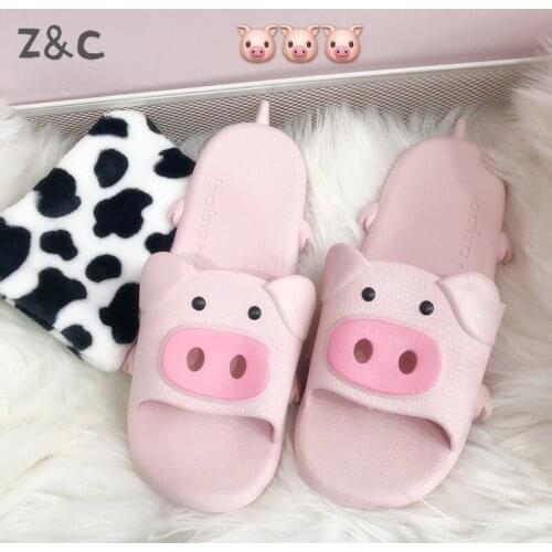 Slippers home ins girl pink 2020 pig mascot pig slippers bathroom non-slip slippers soft bottom women shoes home soft slippers