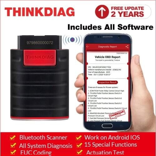 ThinkDiag full system OBDII Bluetooth Scanner Diagnostic Tool Free Update 2 Years OBD2 Code Reader 15 reset services With DEMO